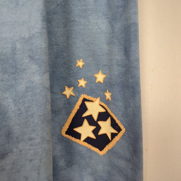 Cactus Bay Vintage light tie dye blue Maxi Dress Patriotic Flag Print Tie Back M - Picture 7 of 14